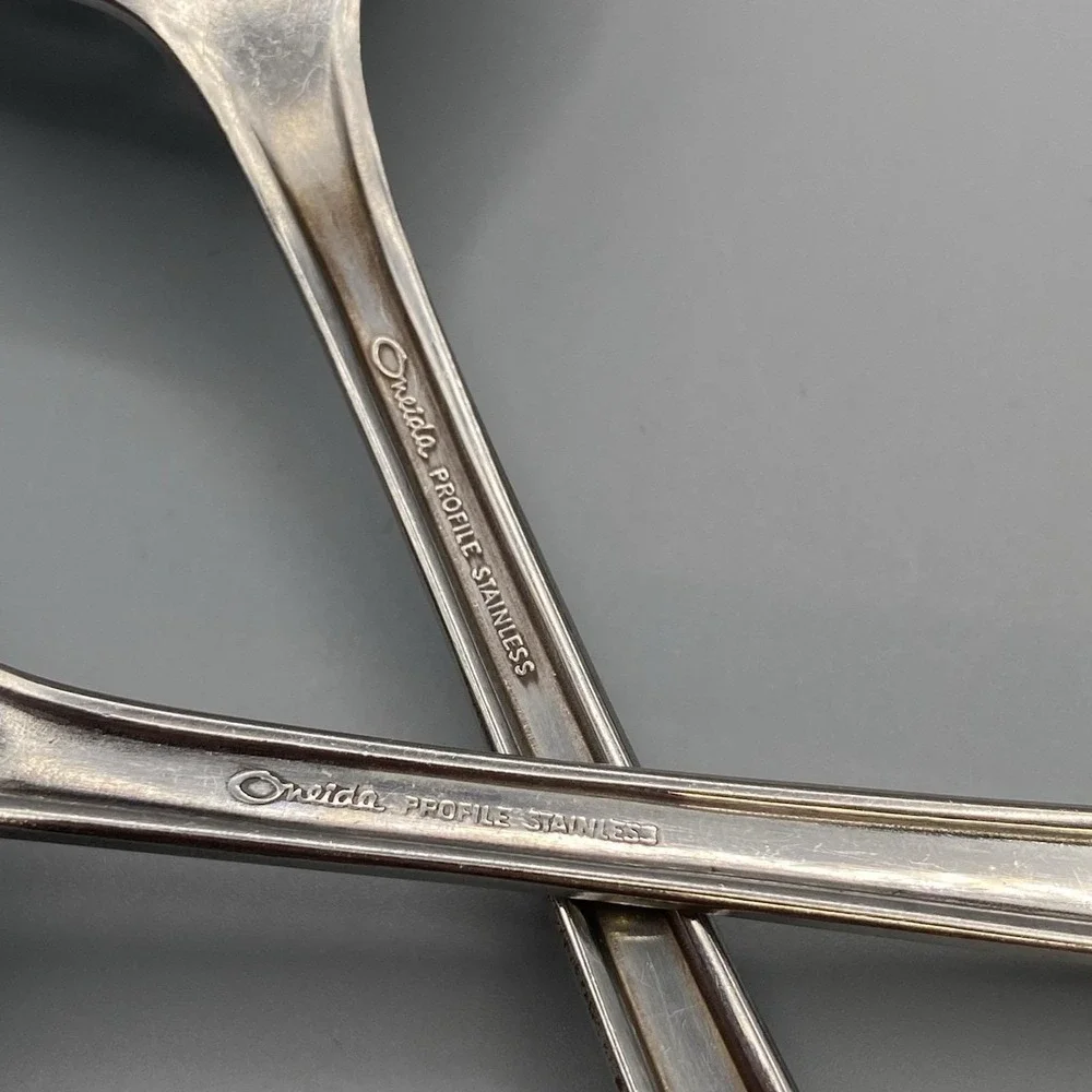 Oneida Profile LAKEWOOD Serving Meat Fork‎ Pierced Slotted Spoon Stainless